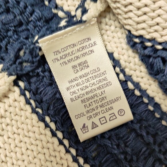 Tommy Bahama Women's Sweater Size L Striped Blue Cream Knitwear Cotton Outerwear - Picture 6 of 10